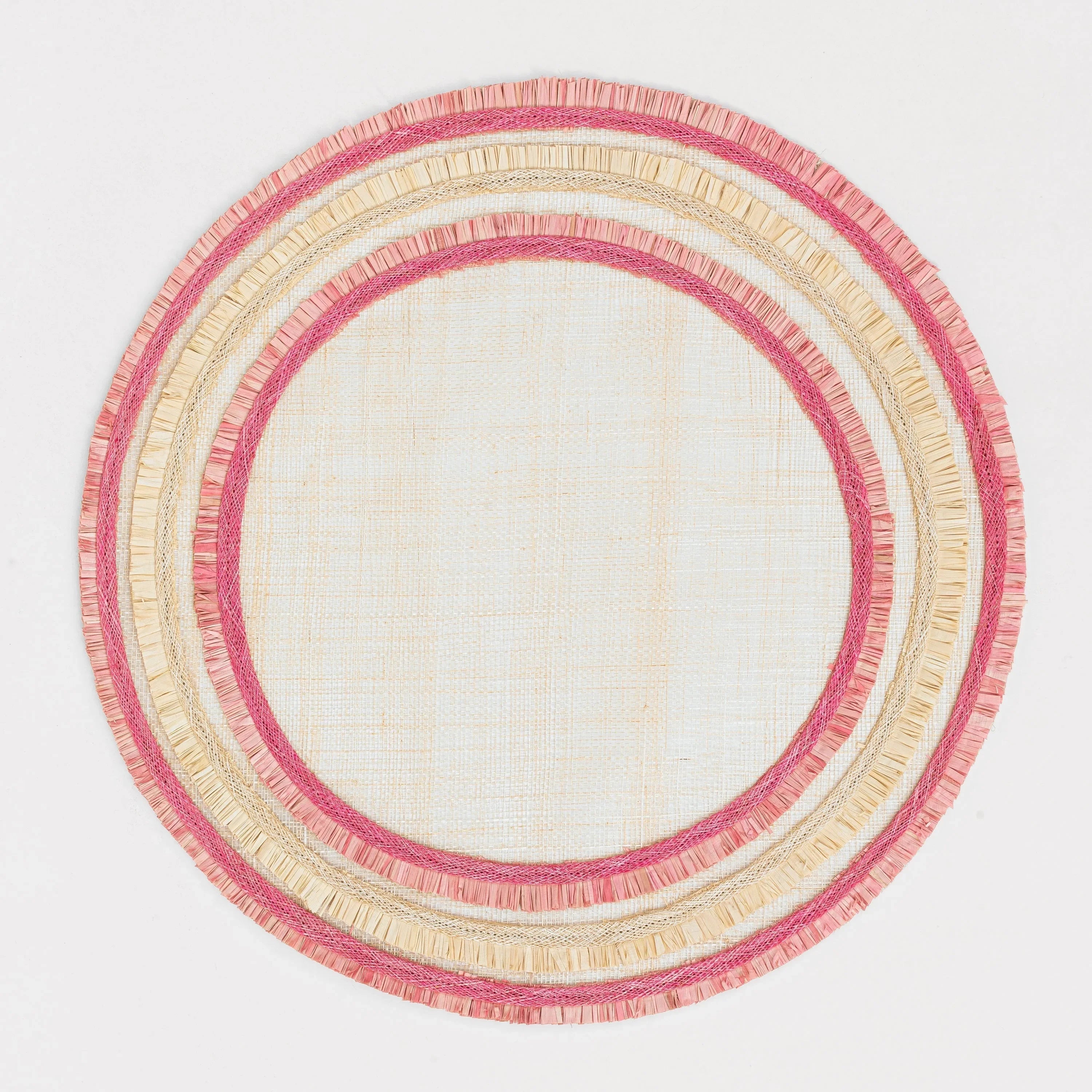 Ruffle edge straw placemat, pink, set of four - The Mayfair Hall