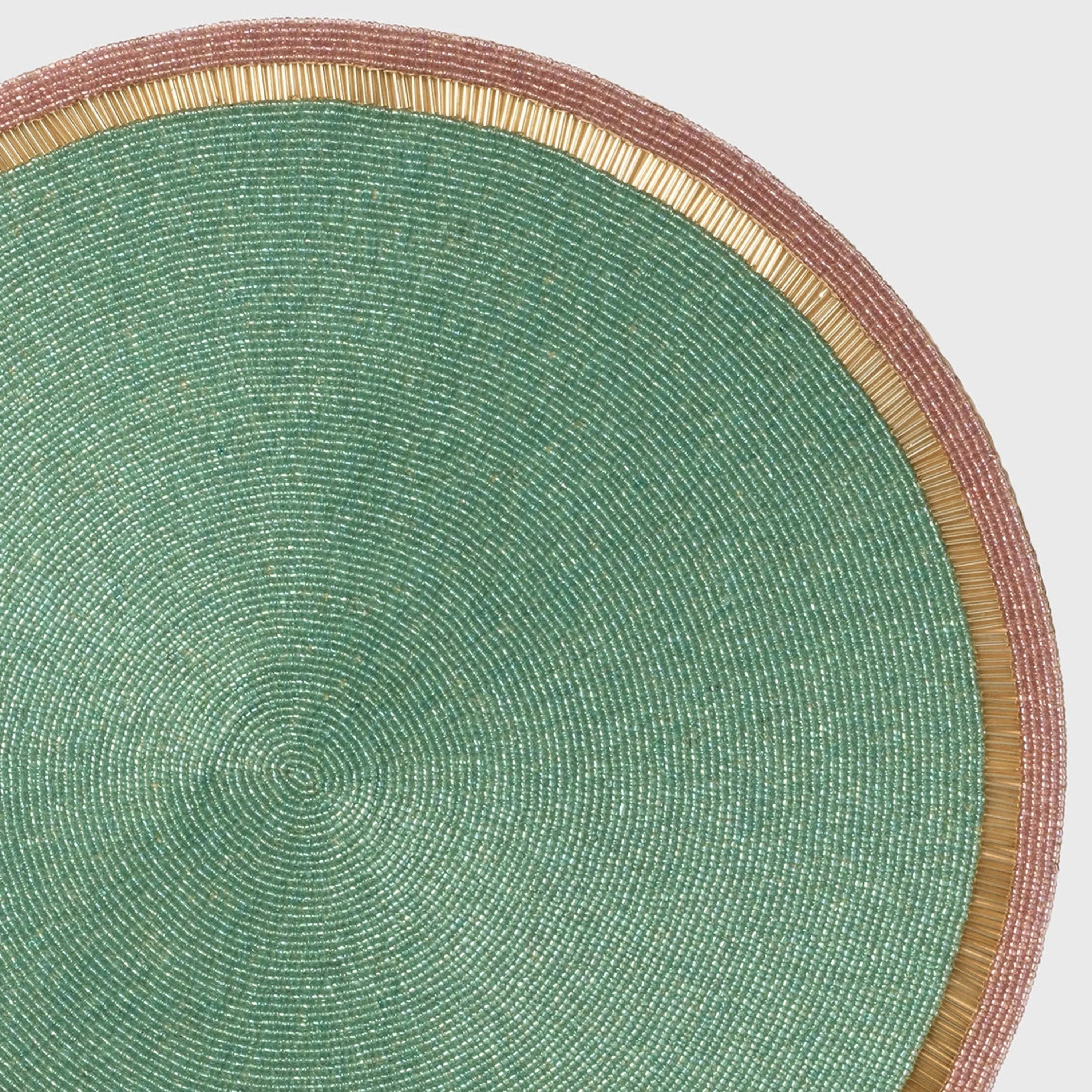 Bright stripe hand beaded placemat, aqua with lilac - The Mayfair Hall