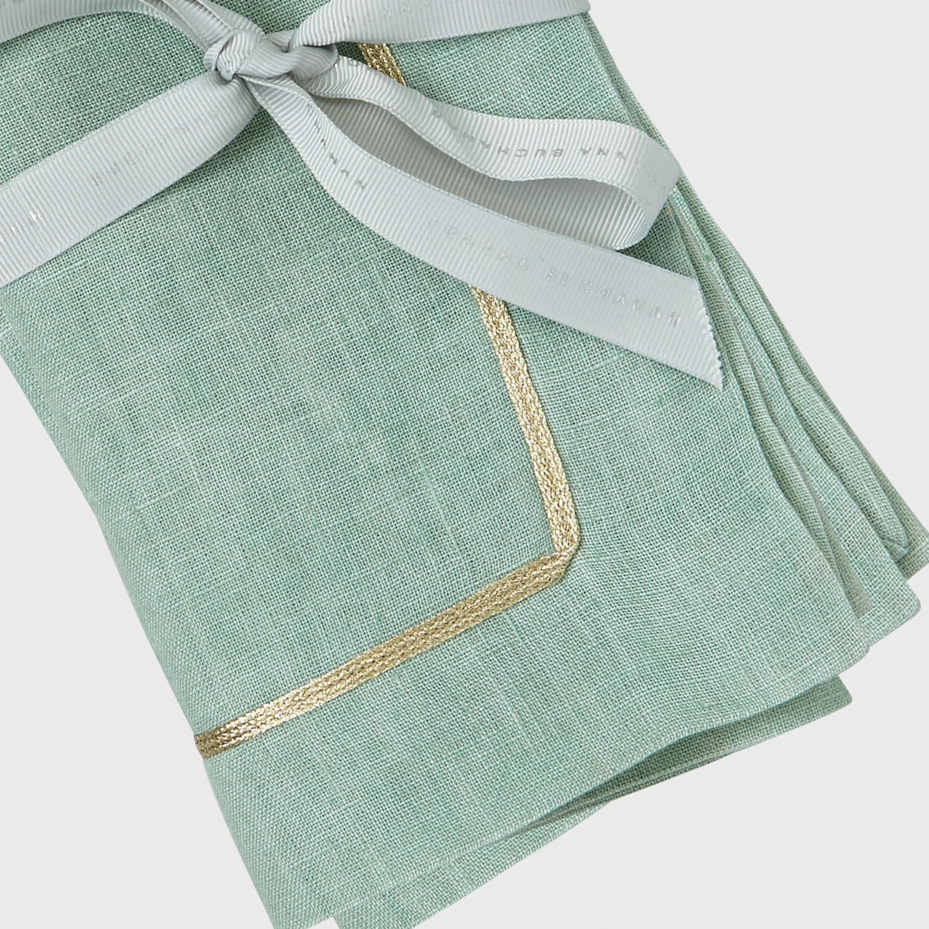 Gold Trim Seafoam Green Dinner Napkins (Set of 2)