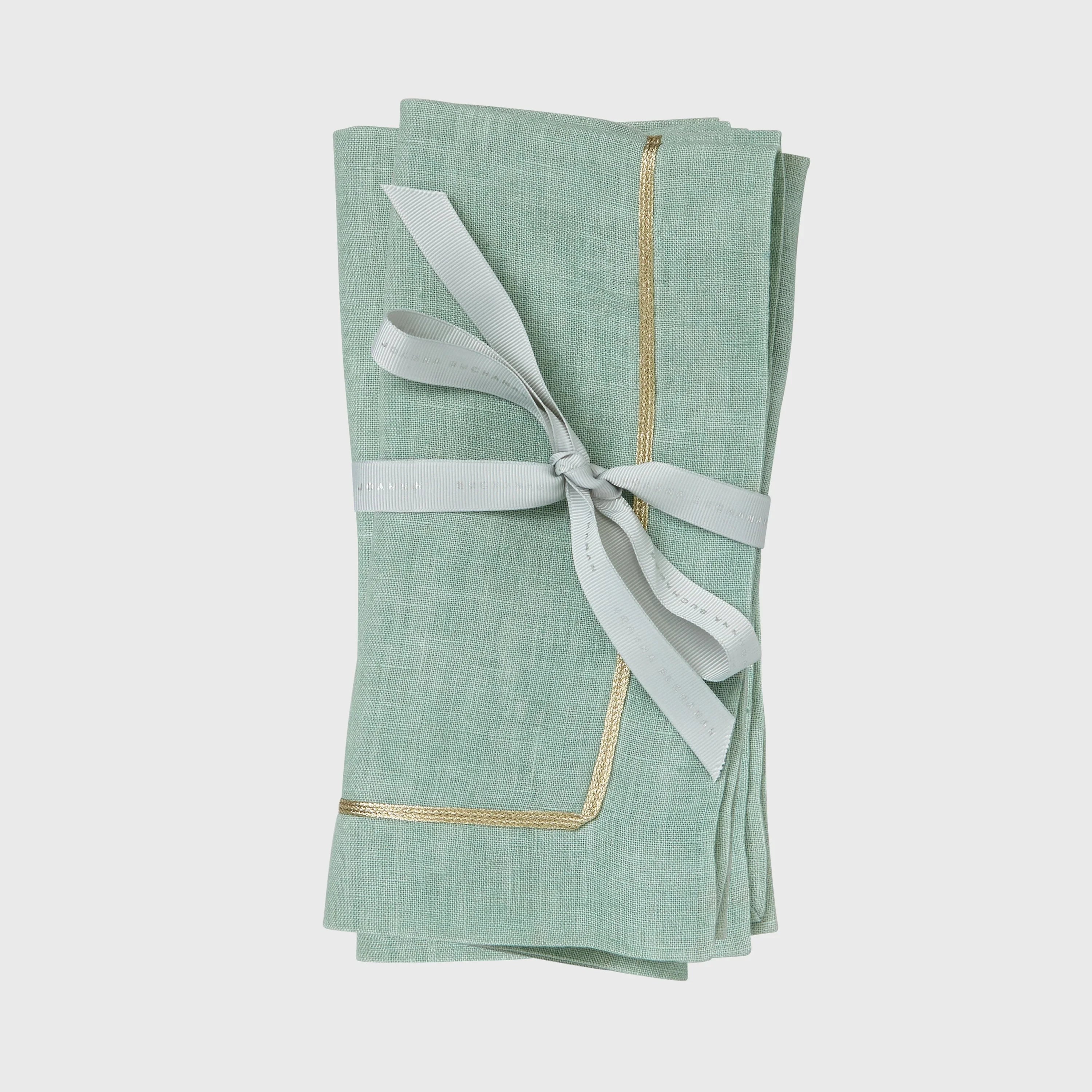 Gold Trim Seafoam Green Dinner Napkins (Set of 2)