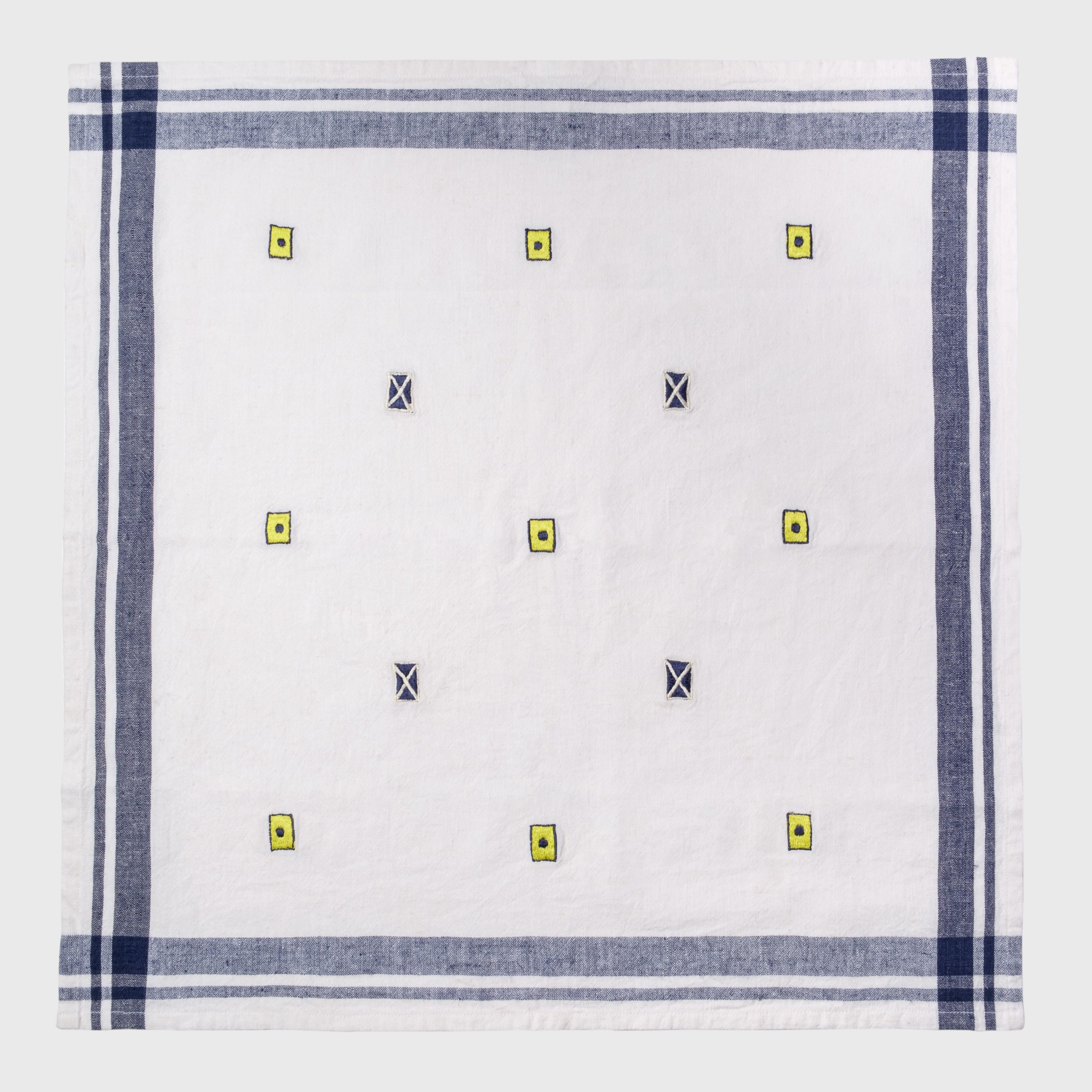 Nautical embroidered dinner napkin, cream, set of four