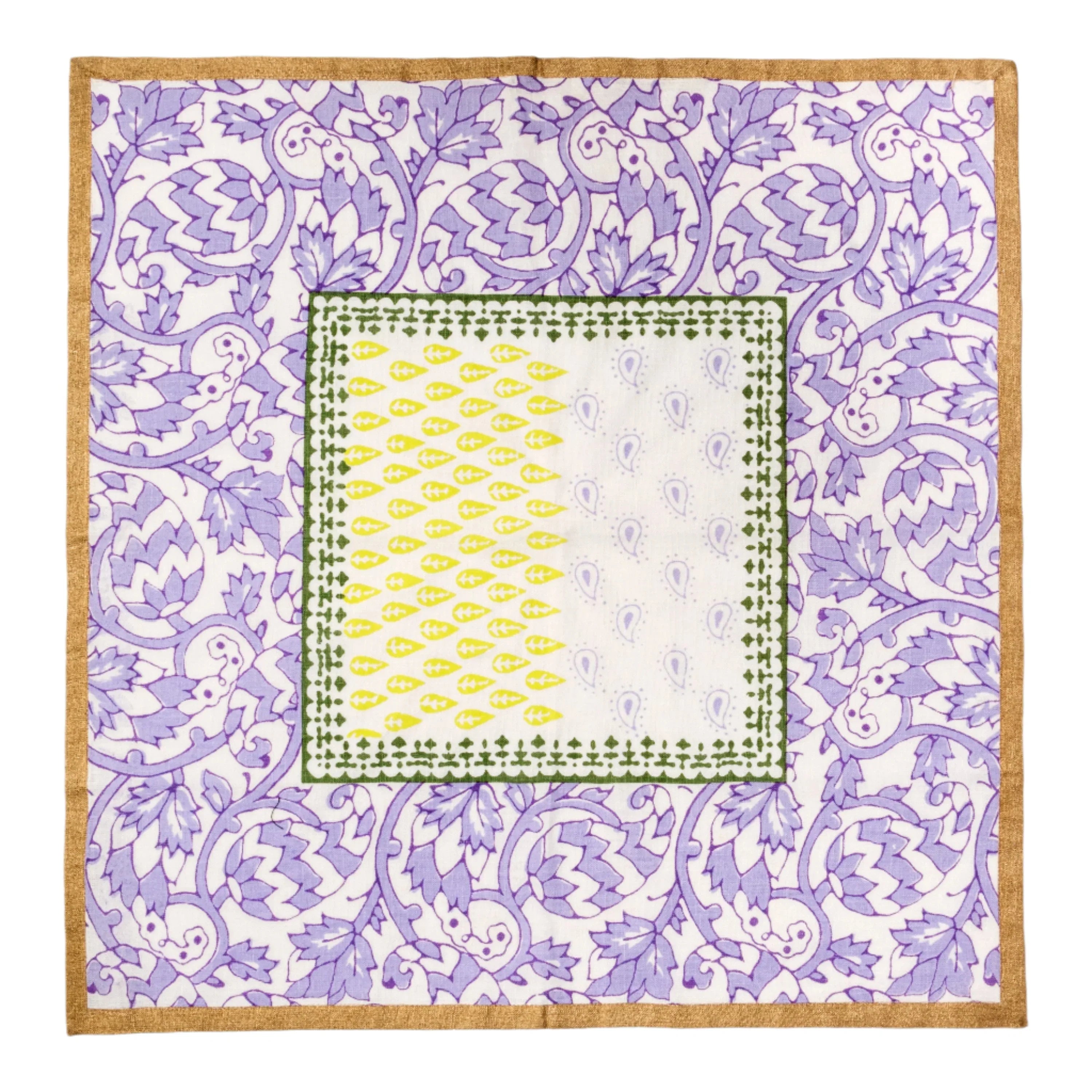 Joyful block print napkin, lilac, set of two - The Mayfair Hall