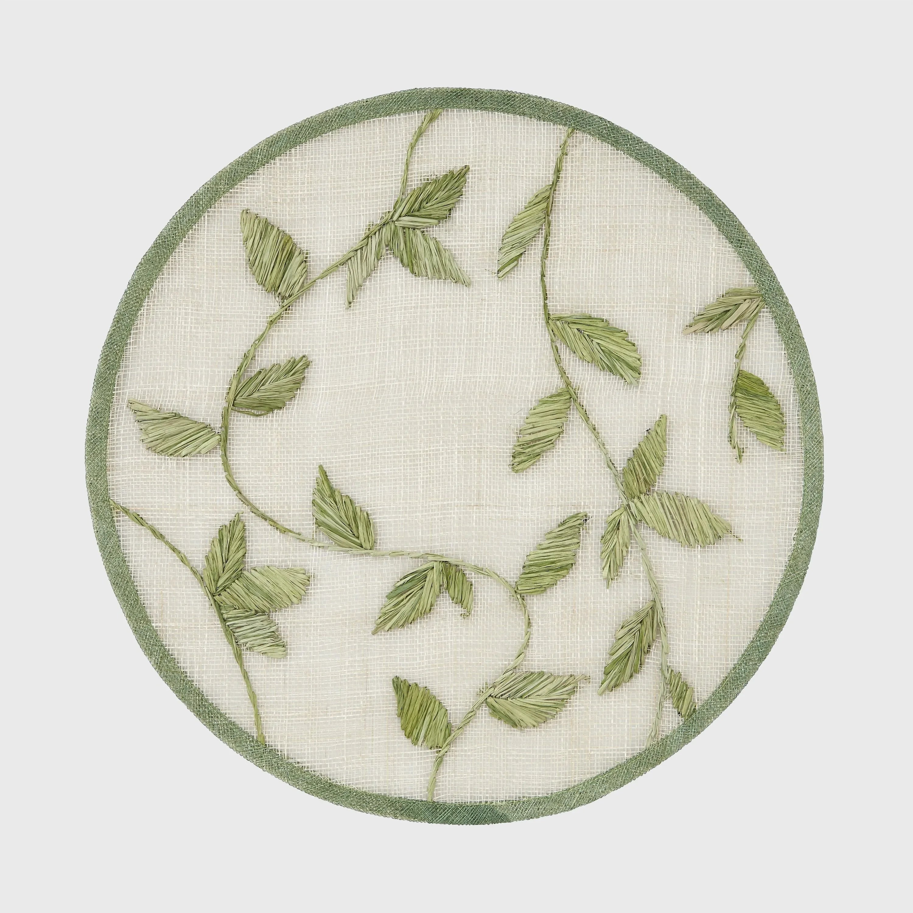 Straw leaf placemat, leaf green, set of four - The Mayfair Hall