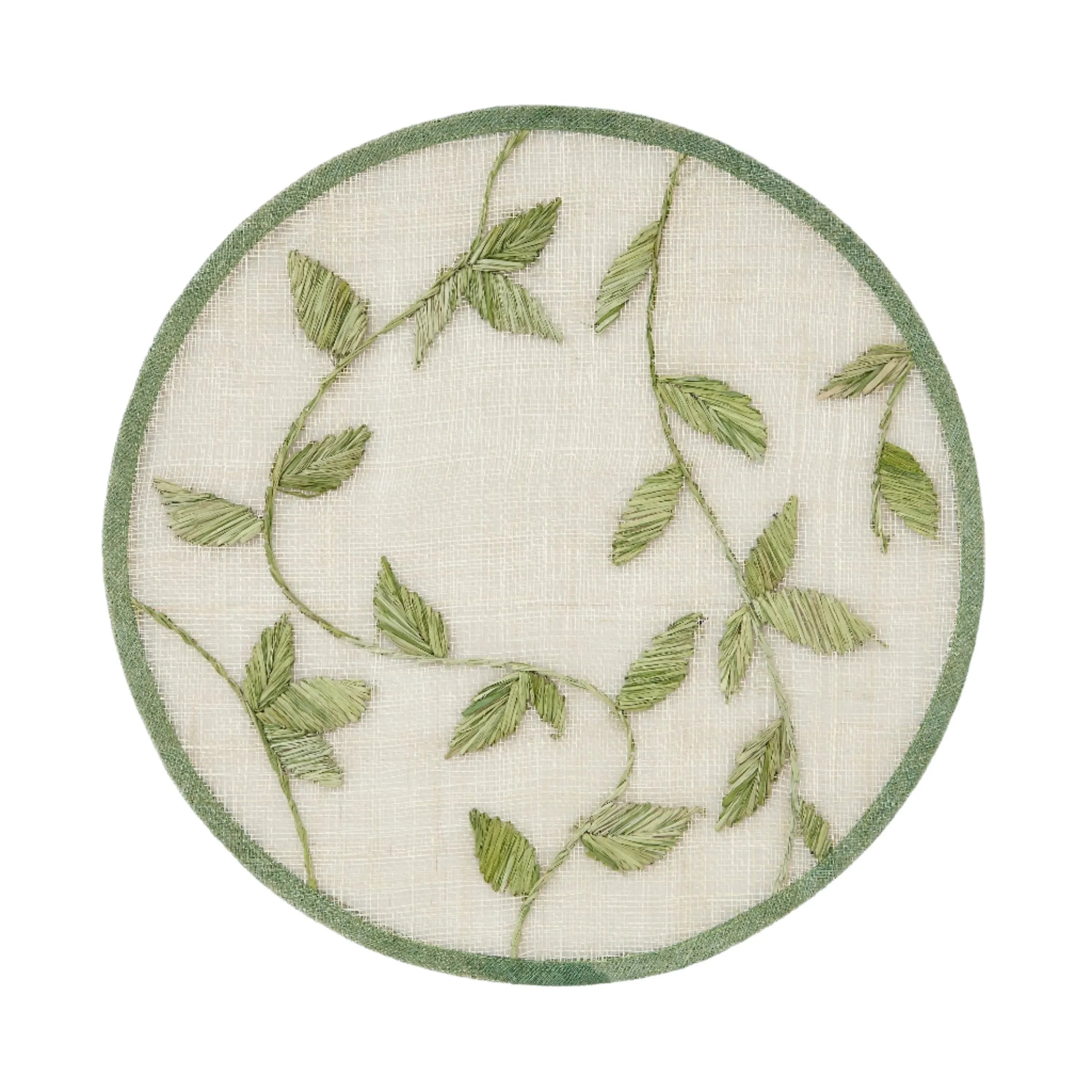 Straw leaf placemat, leaf green, set of four - The Mayfair Hall