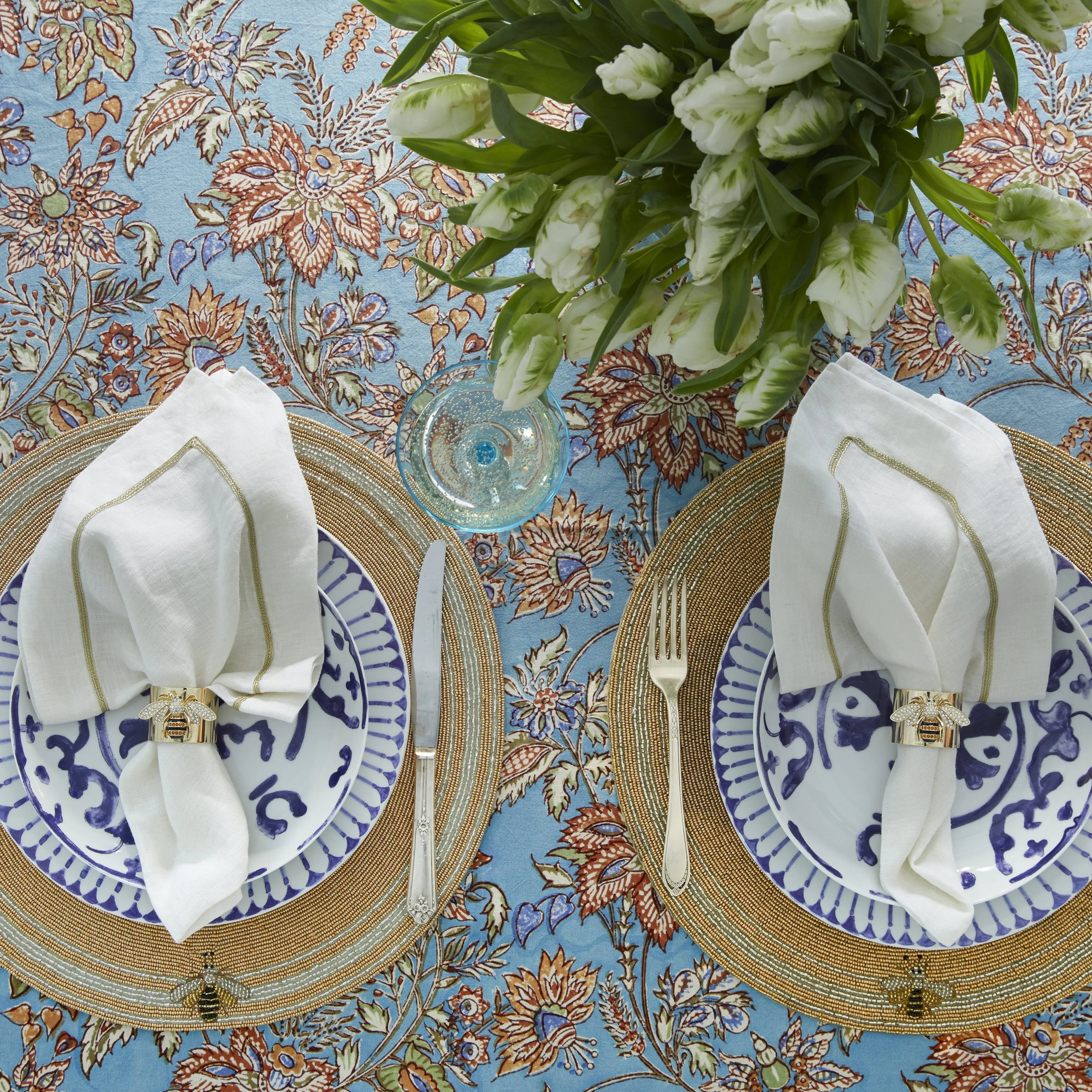 Stripey bee hand beaded placemat - The Mayfair Hall