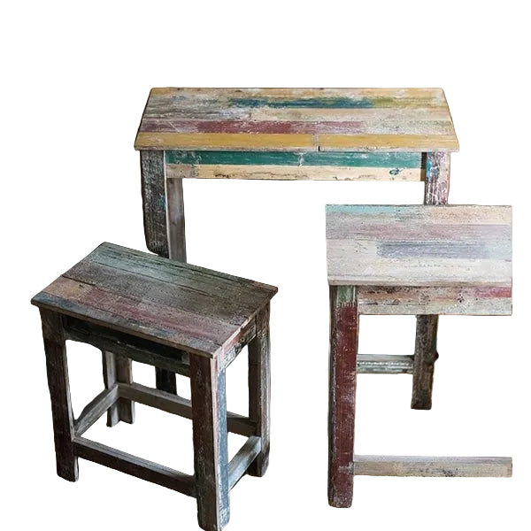 Colorful Recycled-Wood Side Table