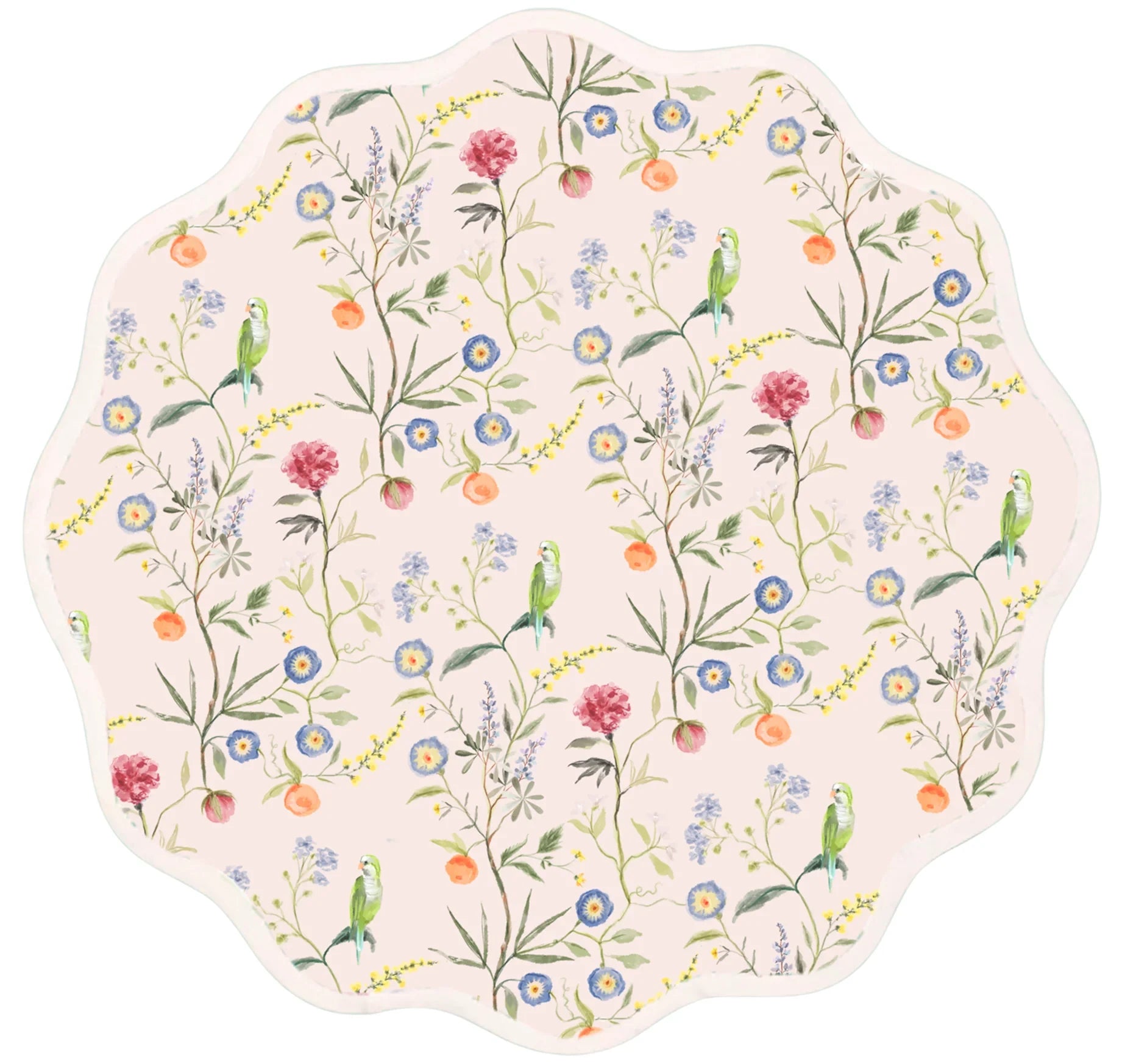 Round Scalloped Placemat | Jardin de Fleurs - Pink