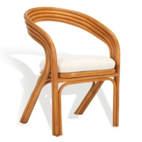 Jennabrook Rattan Dining Chair in Natural and White with Curved Back - The Mayfair Hall