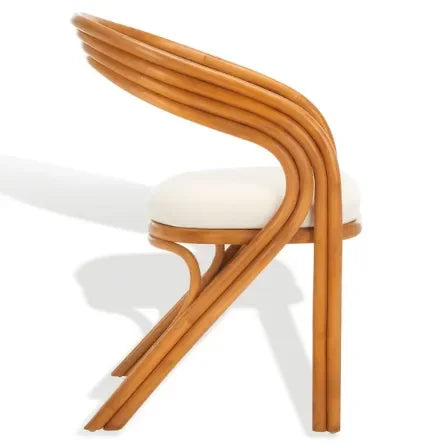 Jennabrook Rattan Dining Chair in Natural and White with Curved Back - The Mayfair Hall