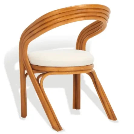 Jennabrook Rattan Dining Chair in Natural and White with Curved Back - The Mayfair Hall