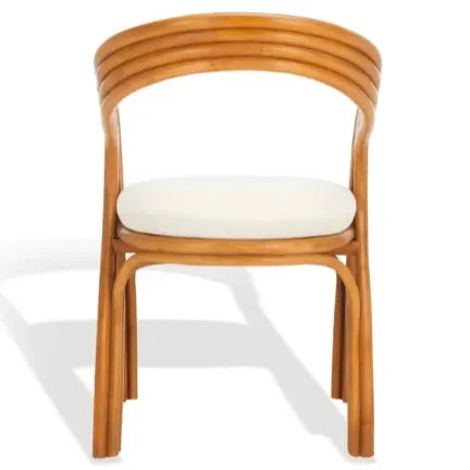 Jennabrook Rattan Dining Chair in Natural and White with Curved Back - The Mayfair Hall