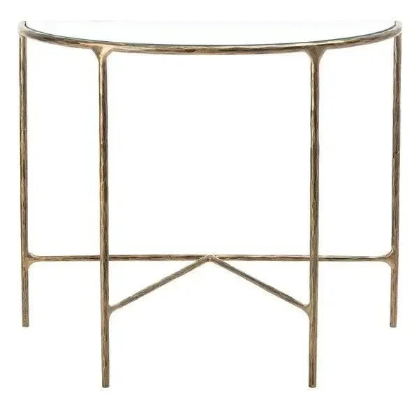 Jessa Glass Console Table in Brass - The Mayfair Hall