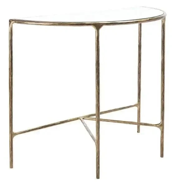 Jessa Glass Console Table in Brass - The Mayfair Hall