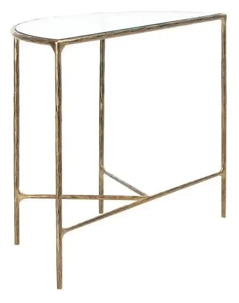 Jessa Glass Console Table in Brass - The Mayfair Hall