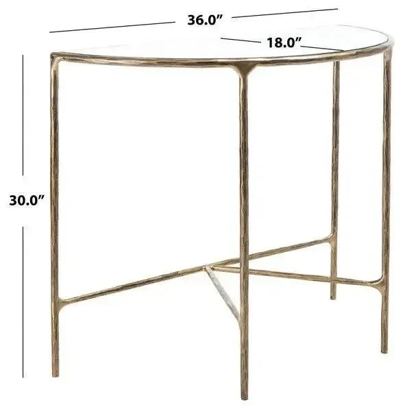 Jessa Glass Console Table in Brass - The Mayfair Hall