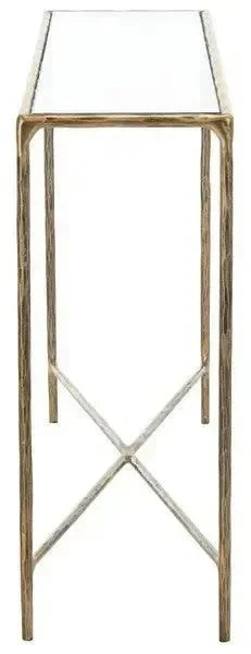 Jessa Glass Rectangle Console Table in Brass - The Mayfair Hall
