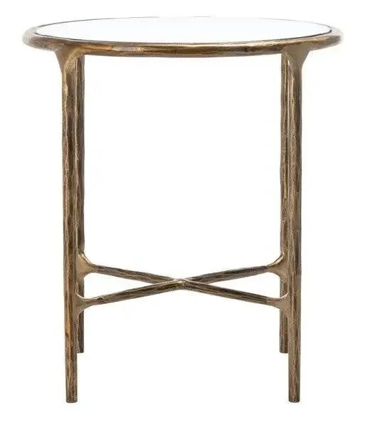 Jessa Forged Metal Round Accent Table in Brass - The Mayfair Hall