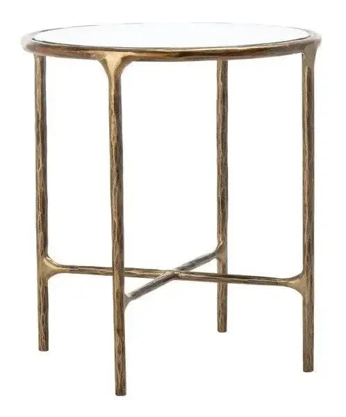 Jessa Forged Metal Round Accent Table in Brass - The Mayfair Hall