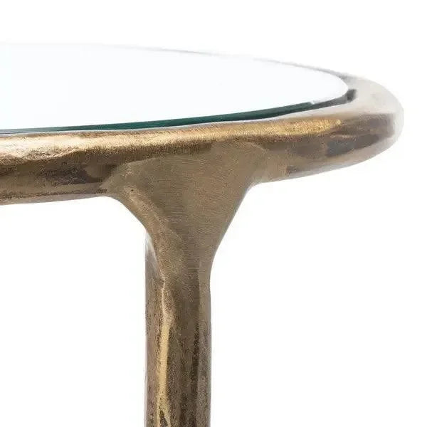 Jessa Forged Metal Round Accent Table in Brass - The Mayfair Hall