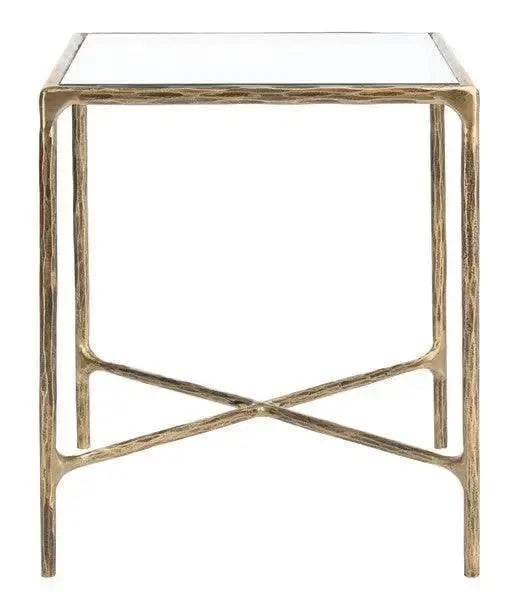 Jessa Forged Metal Square Accent Table in Brass - The Mayfair Hall
