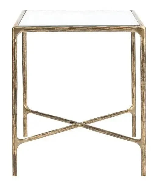 Jessa Forged Metal Square Accent Table in Brass - The Mayfair Hall