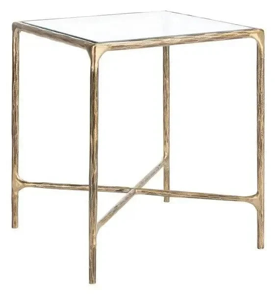 Jessa Forged Metal Square Accent Table in Brass - The Mayfair Hall