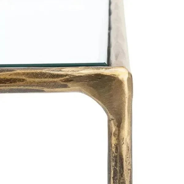 Jessa Forged Metal Square Accent Table in Brass - The Mayfair Hall