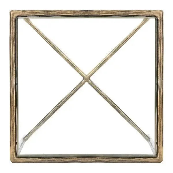 Jessa Forged Metal Square Accent Table in Brass - The Mayfair Hall
