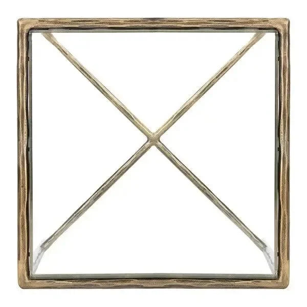 Jessa Forged Metal Square Accent Table in Brass - The Mayfair Hall