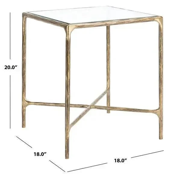 Jessa Forged Metal Square Accent Table in Brass - The Mayfair Hall
