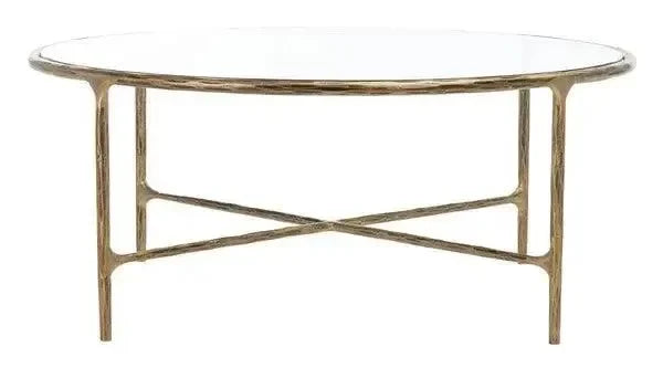 Jessa Glass Coffee Table in Brass - The Mayfair Hall