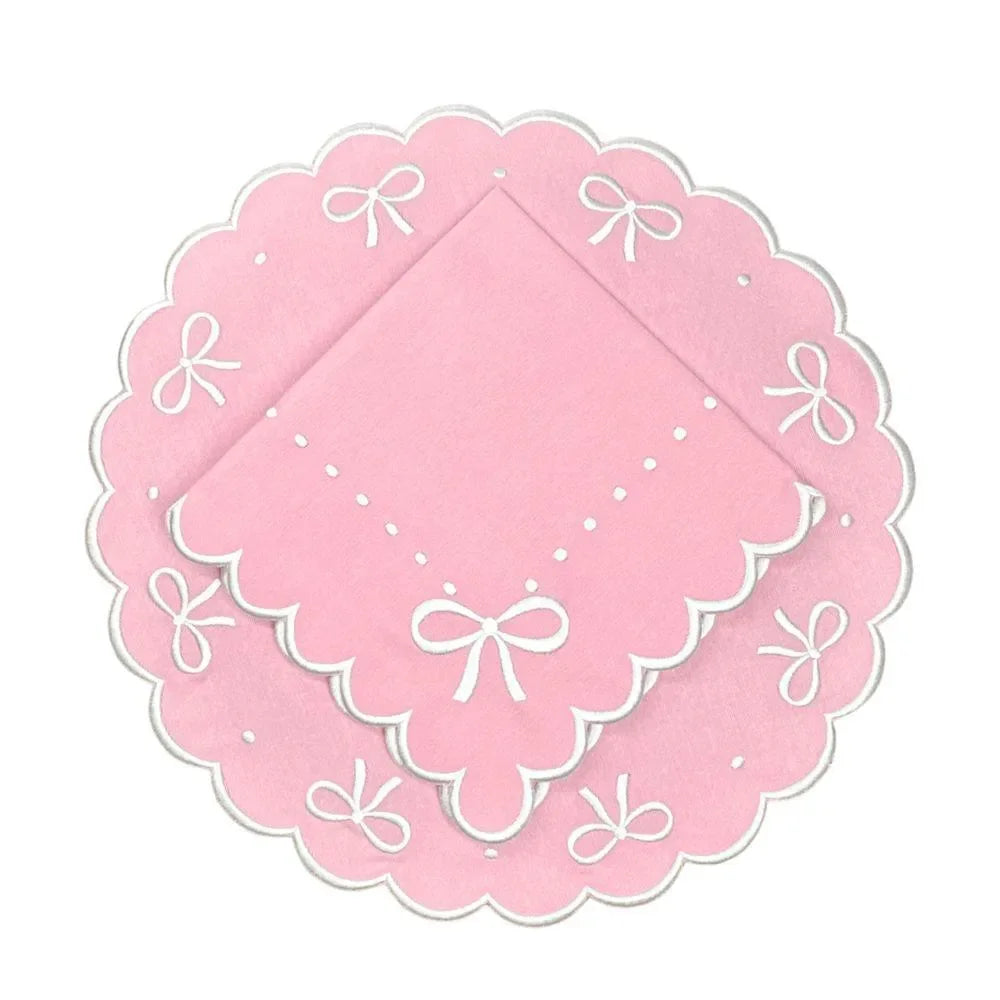 Juliet Bows Cotton Napkin in Pink (Set of 4) - The Mayfair Hall