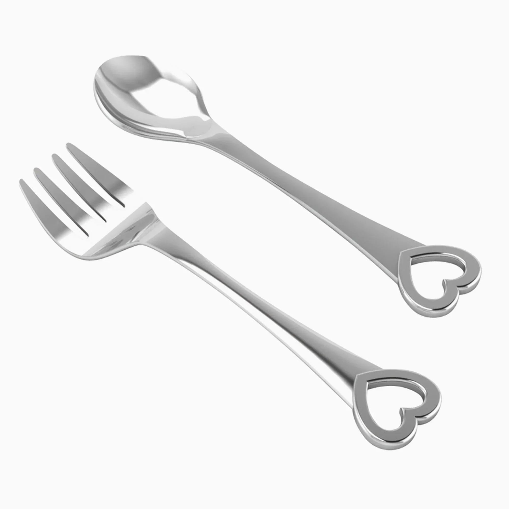 Heart Sterling Silver Baby Spoon & Fork set by Krysaliis - The Mayfair Hall