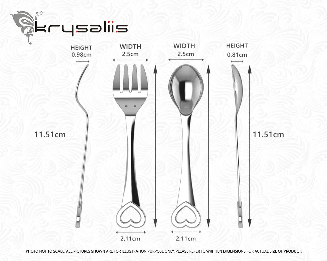 Heart Sterling Silver Baby Spoon & Fork set by Krysaliis - The Mayfair Hall