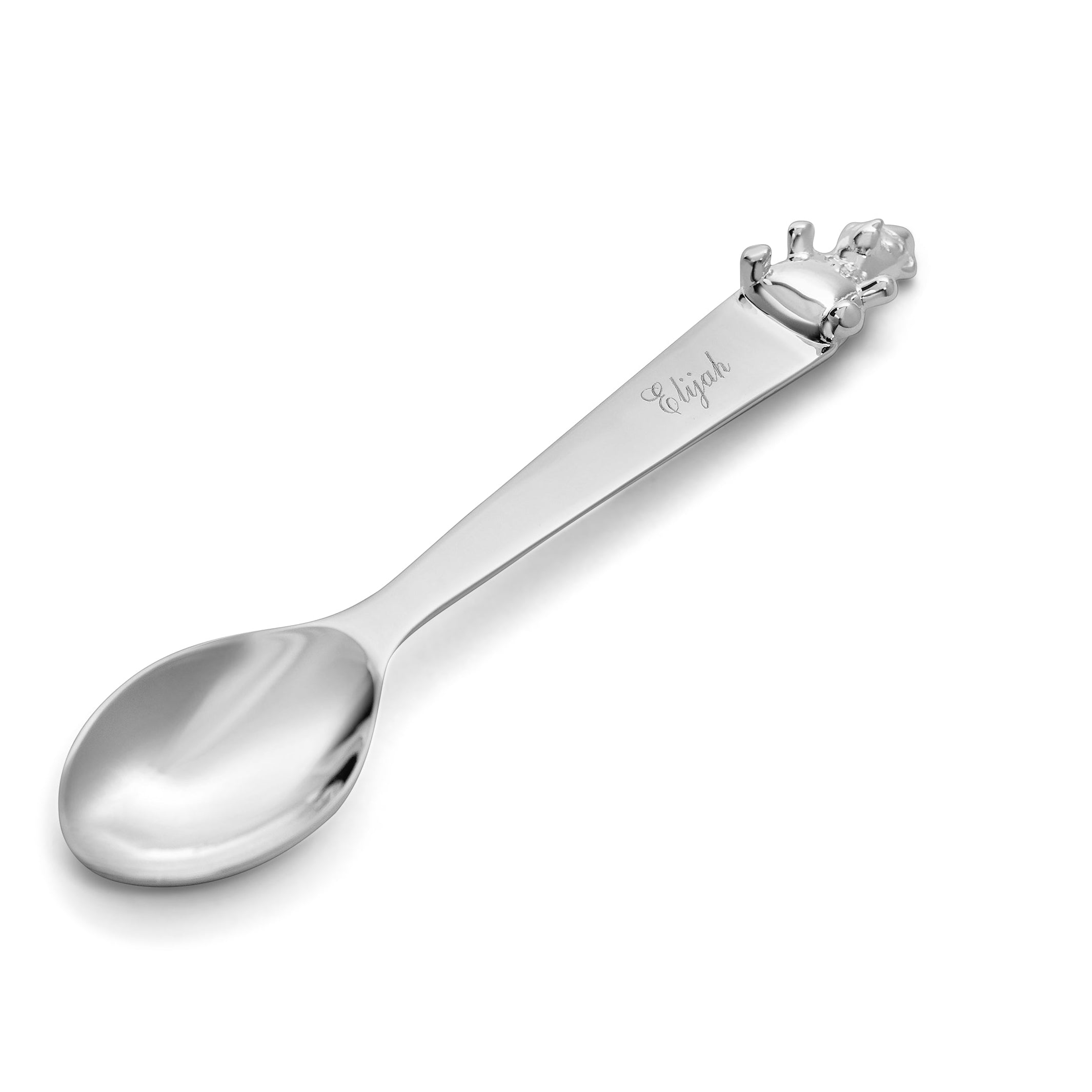 Teddy Sterling Silver Baby Feeding Spoon by Krysaliis