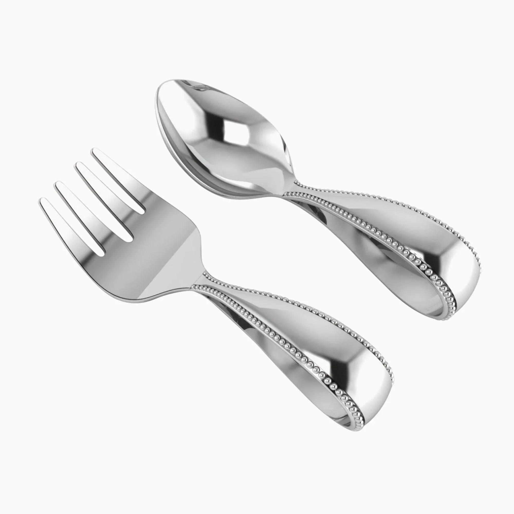 Beaded Loop Sterling Silver Baby Spoon & Fork Set by Krysaliis - The Mayfair Hall