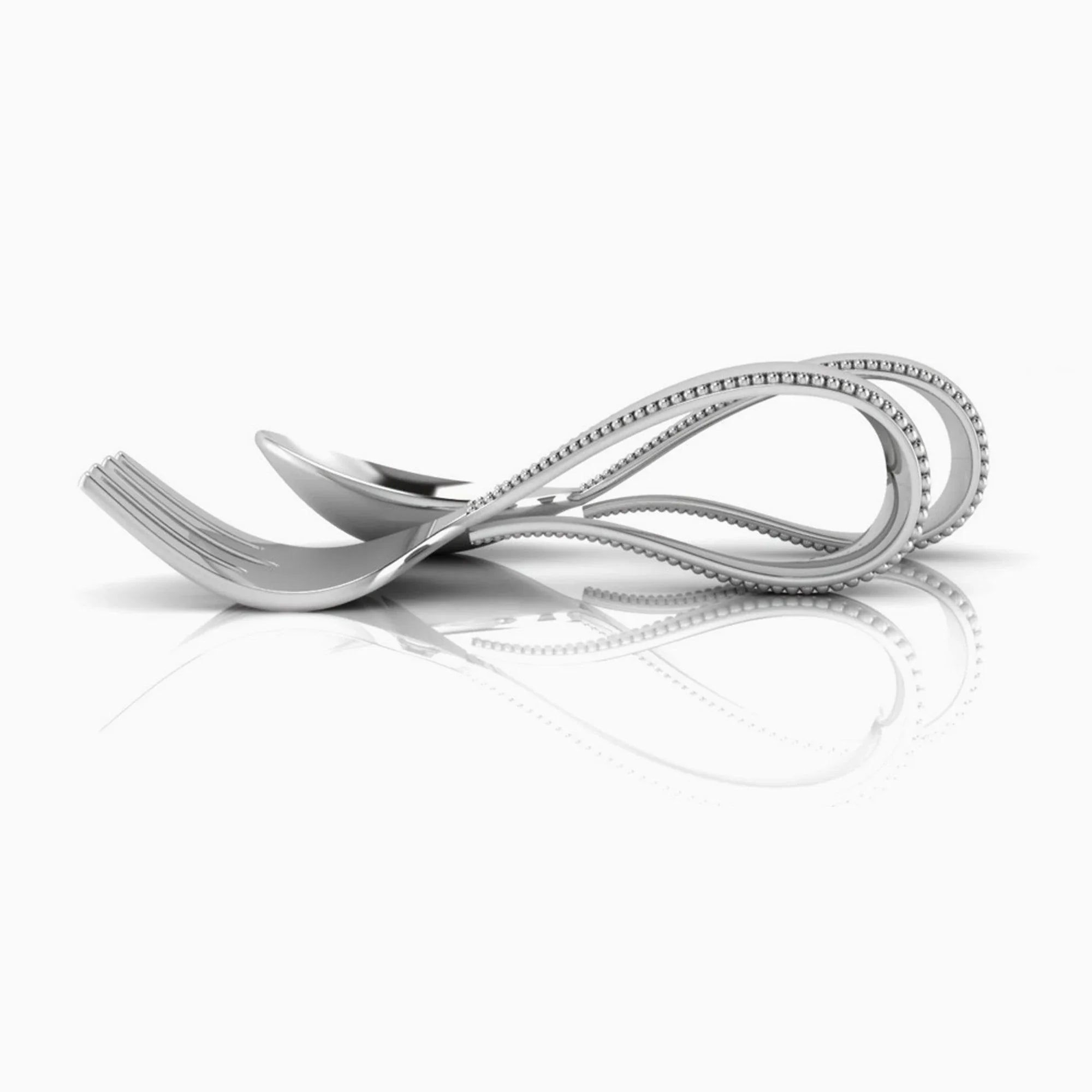Beaded Loop Sterling Silver Baby Spoon & Fork Set by Krysaliis - The Mayfair Hall