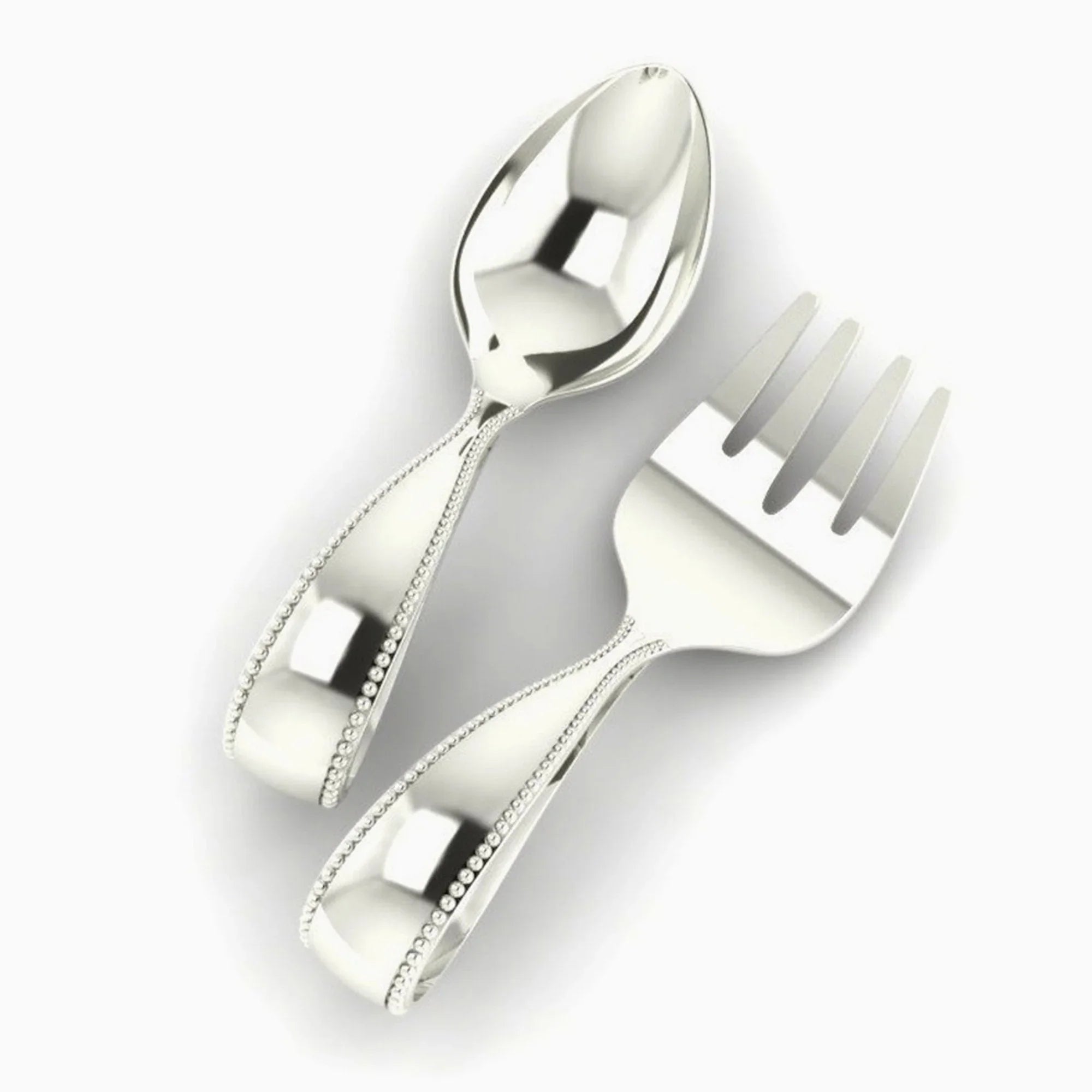 Beaded Loop Sterling Silver Baby Spoon & Fork Set by Krysaliis - The Mayfair Hall