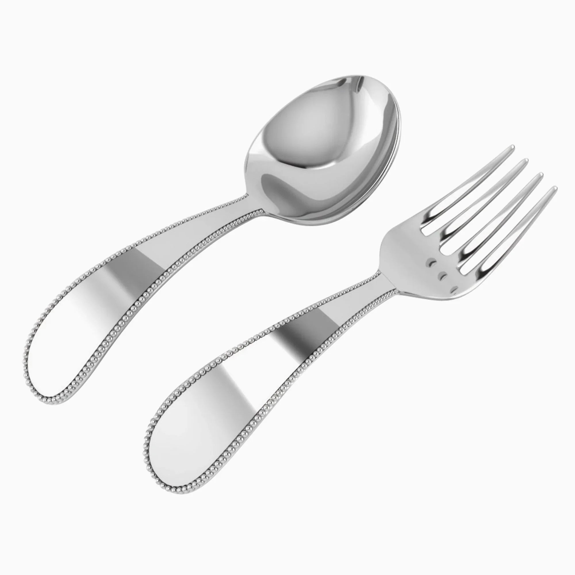 Beaded Sterling Silver Baby Spoon & Fork Set by Krysaliis - The Mayfair Hall