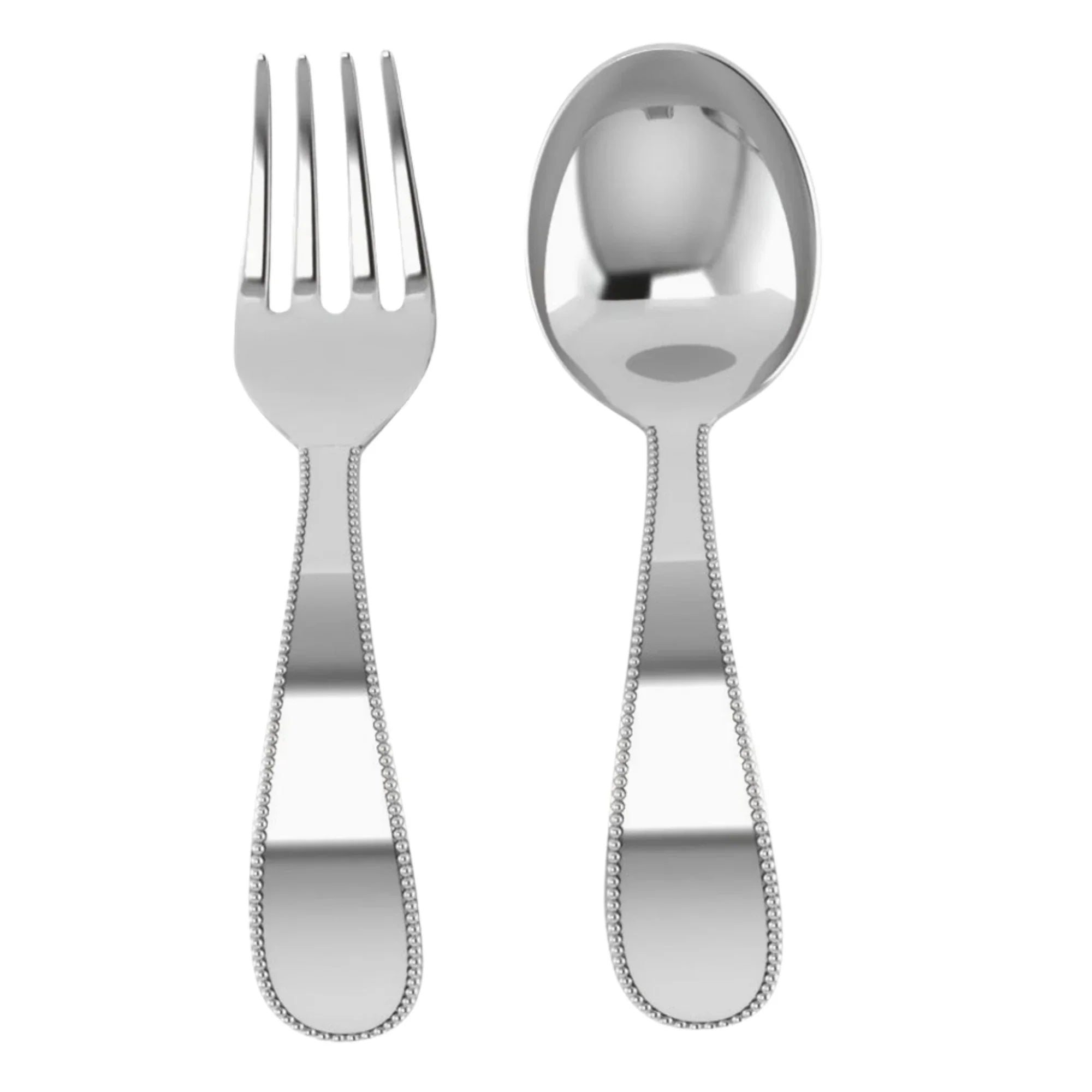 Beaded Sterling Silver Baby Spoon & Fork Set by Krysaliis - The Mayfair Hall