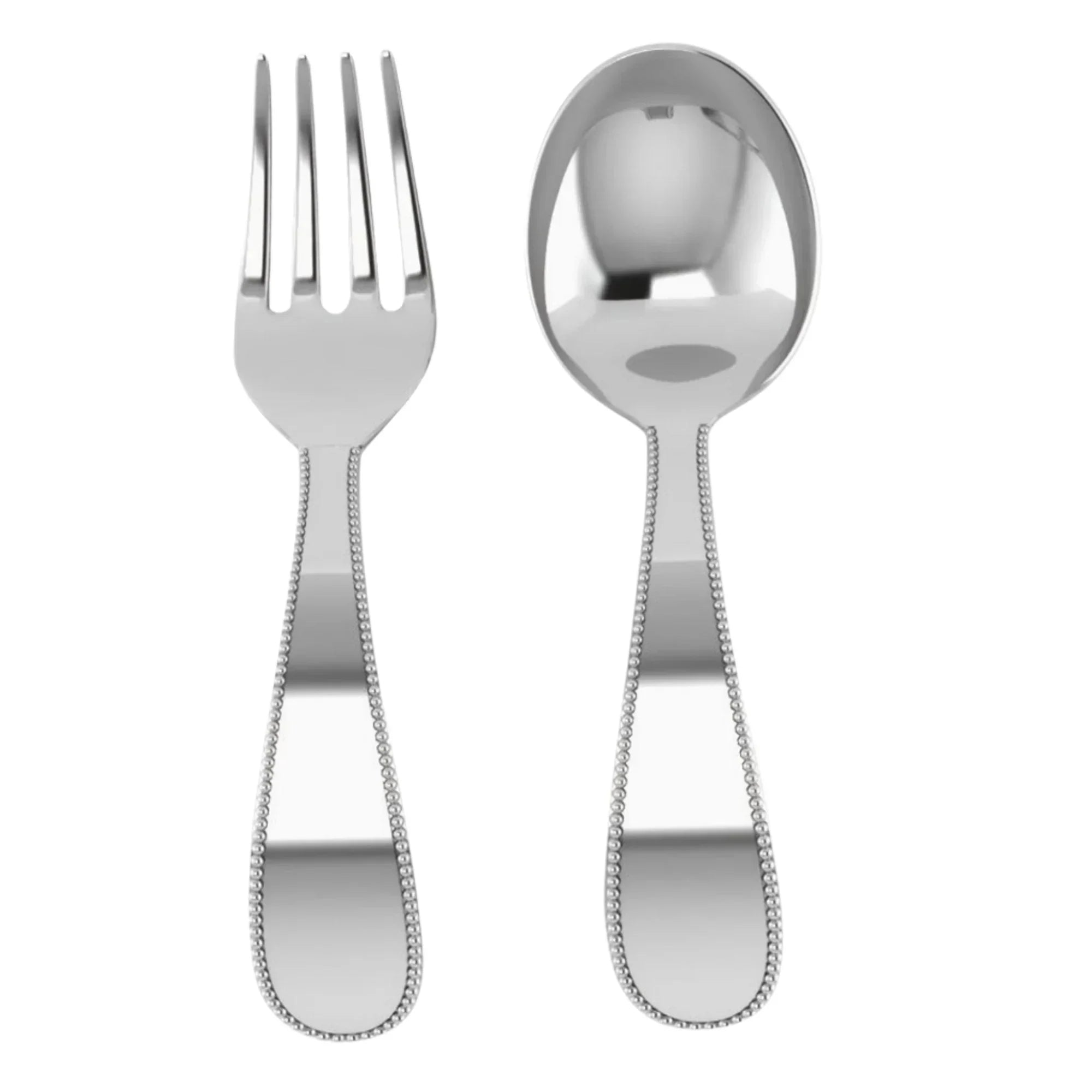 Beaded Sterling Silver Baby Spoon & Fork Set by Krysaliis - The Mayfair Hall