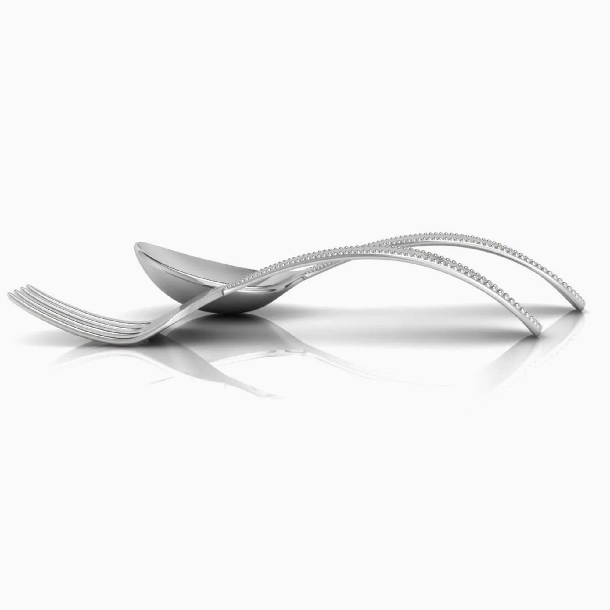 Beaded Sterling Silver Baby Spoon & Fork Set by Krysaliis - The Mayfair Hall