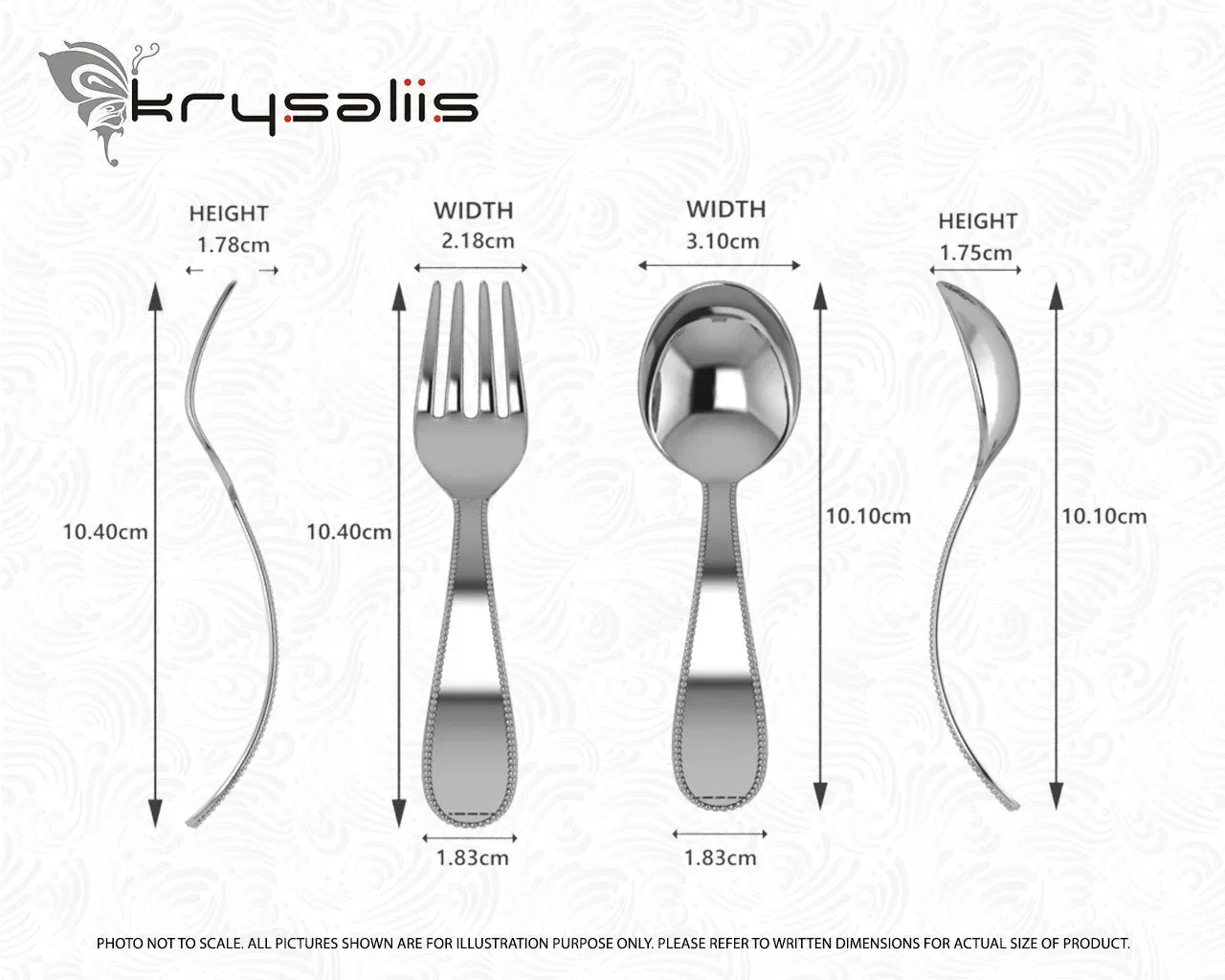 Beaded Sterling Silver Baby Spoon & Fork Set by Krysaliis - The Mayfair Hall