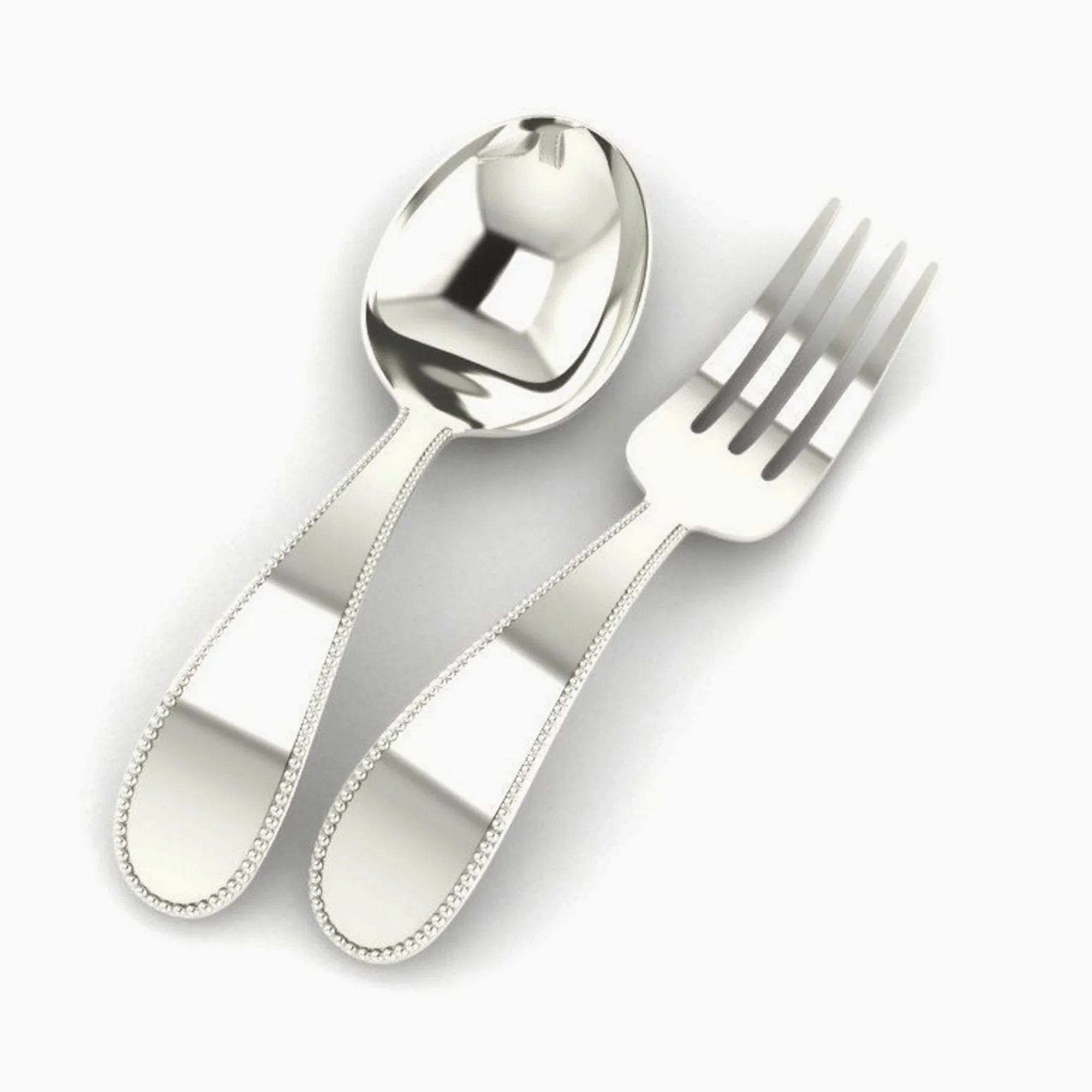 Beaded Sterling Silver Baby Spoon & Fork Set by Krysaliis - The Mayfair Hall