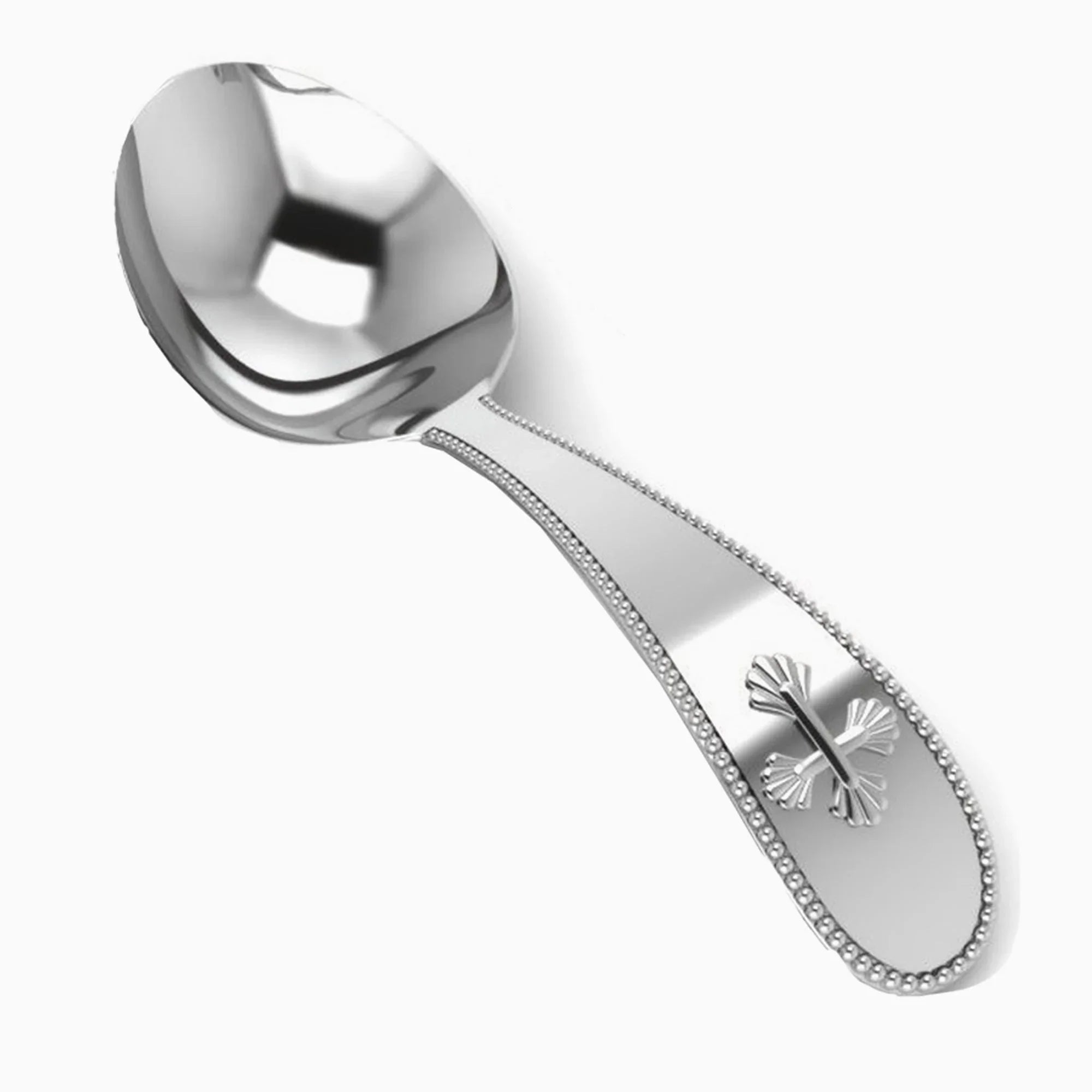 Krysaliis Sterling Silver Beaded Cross Feeding Spoon - The Mayfair Hall