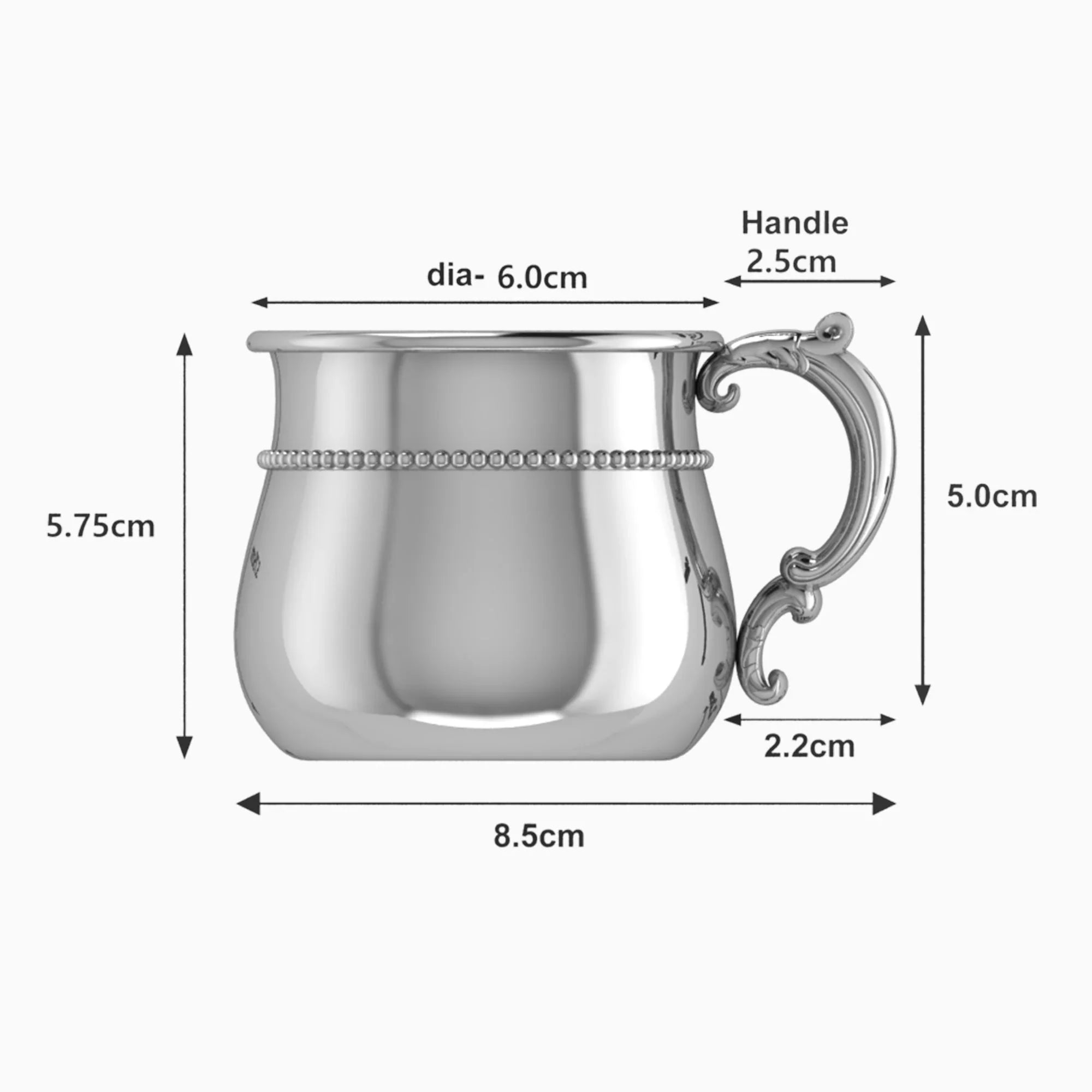 Krysaliis Sterling Silver Baby Cup - Beaded Victorian Bulge - The Mayfair Hall
