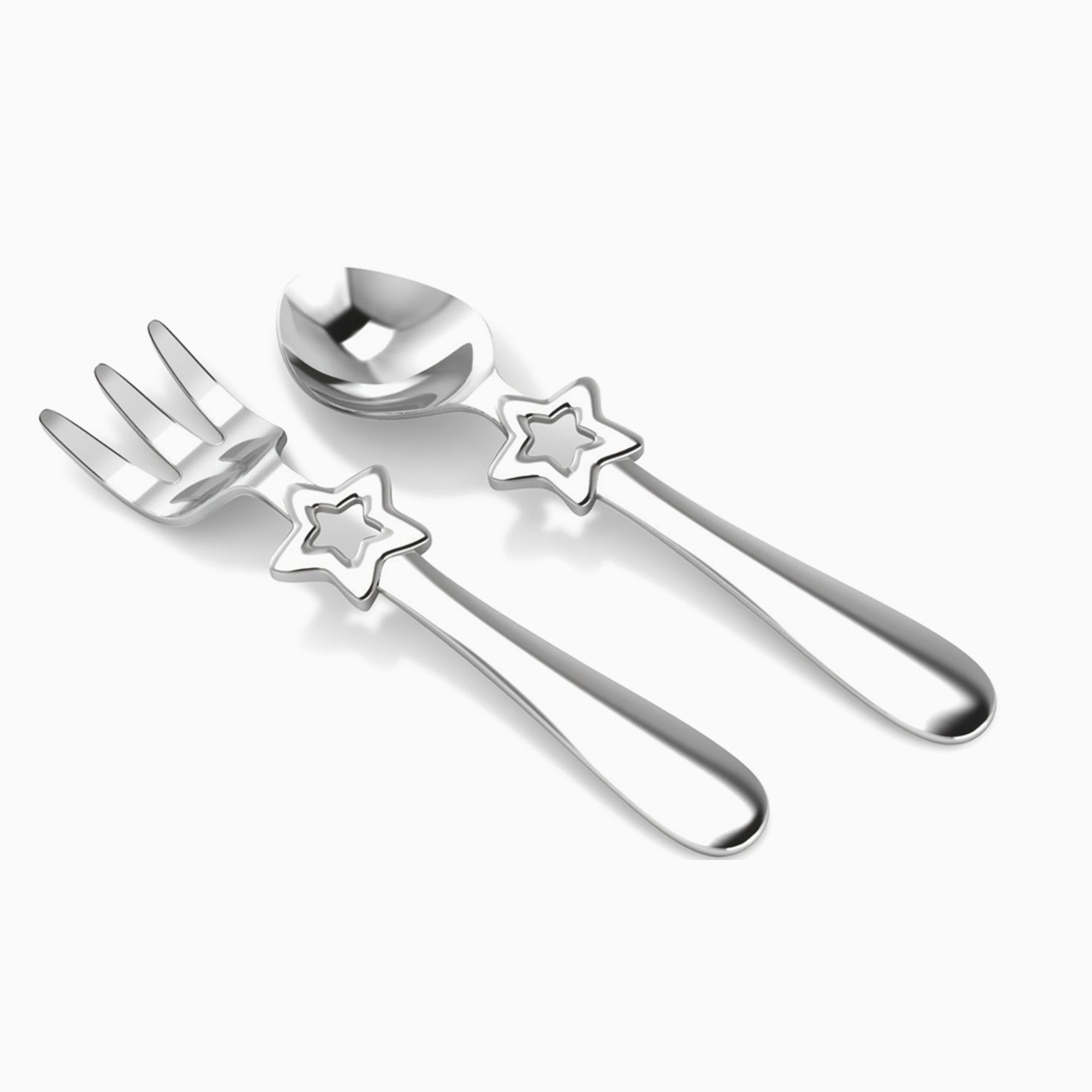 Star Silver Plated Baby Spoon and Fork Set by Krysaliis