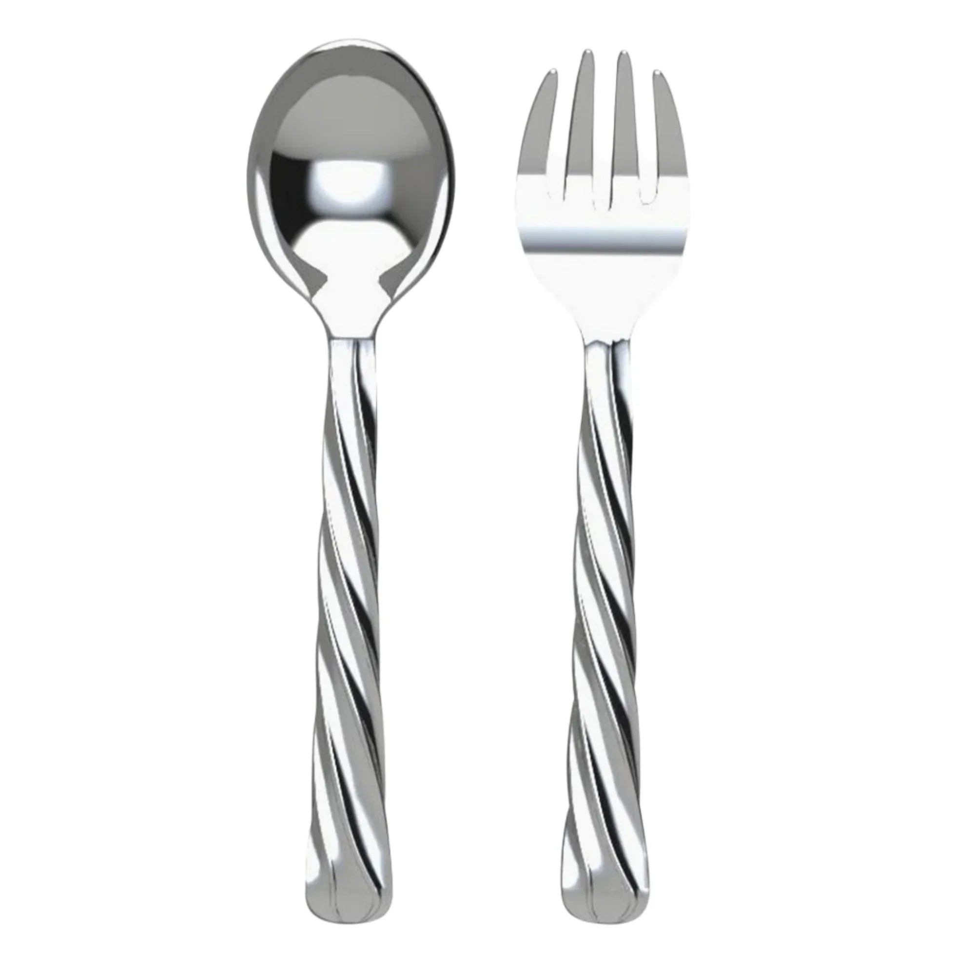 Spiral Silver Plate Baby Spoon Fork Set by Krysaliis - The Mayfair Hall