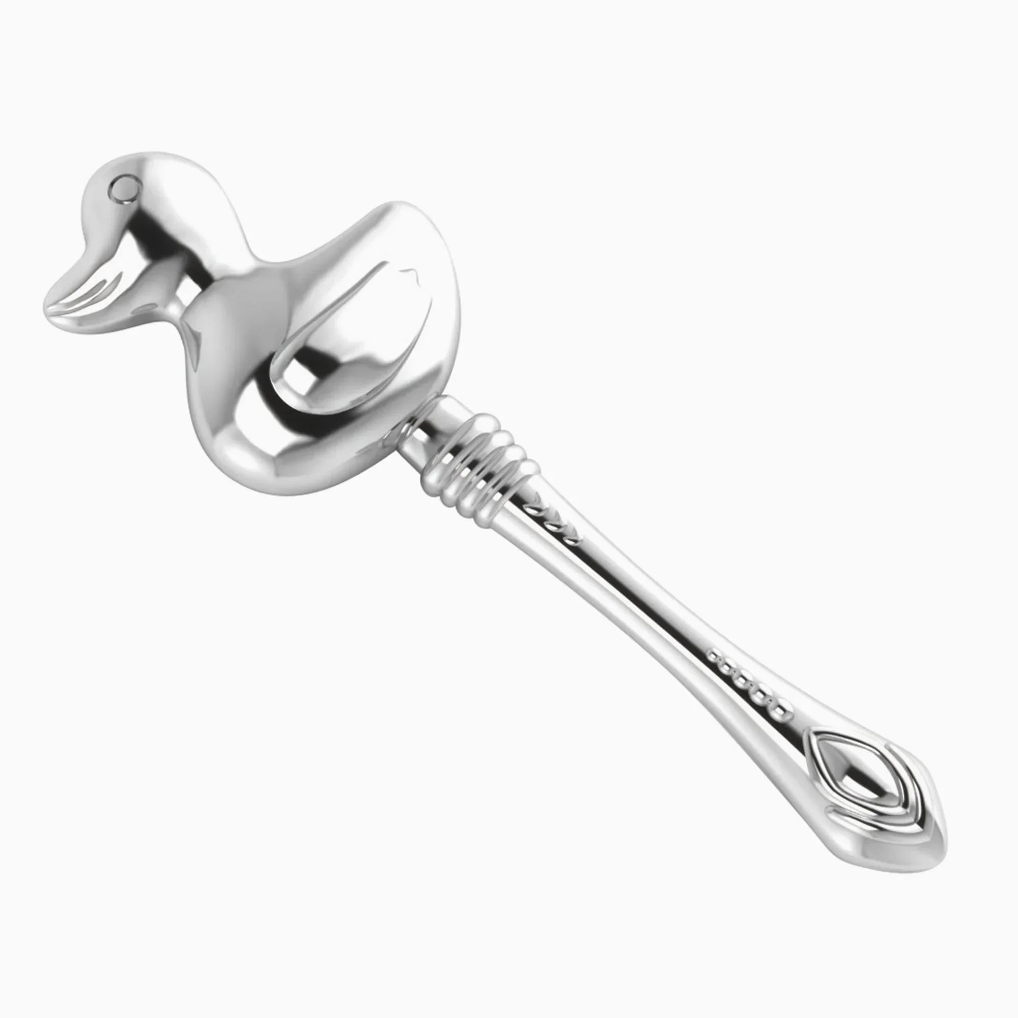 Krysaliis Sterling Silver Baby Rattle - Duck - The Mayfair Hall