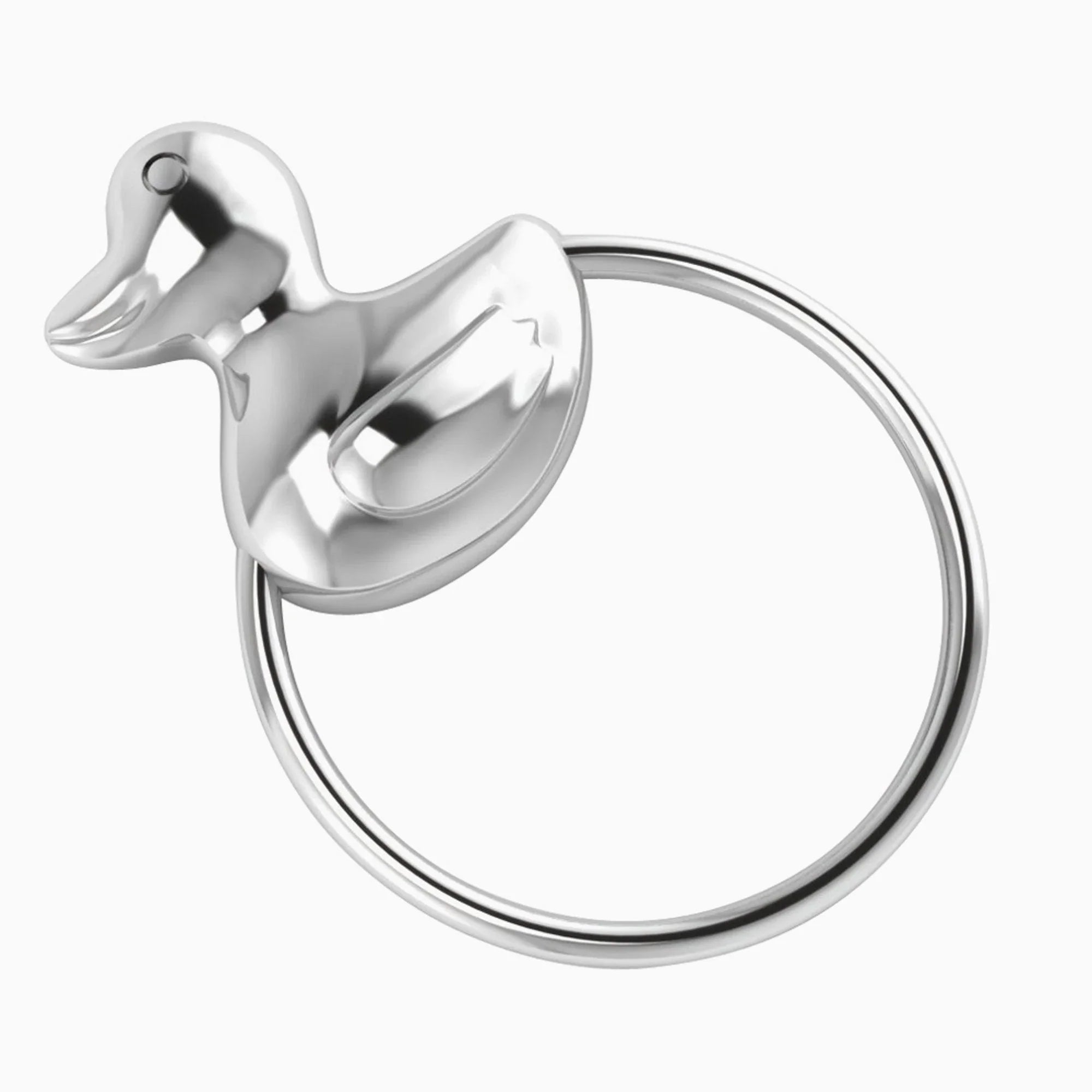 Krysaliis Sterling Silver Baby Rattle - Duck Ring - The Mayfair Hall